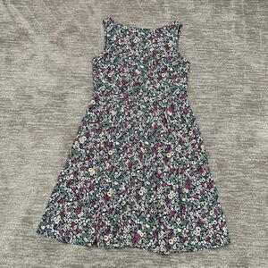 eShakti Dress Womens Green Floral Fit & Flare Sleeveless Pockets Lined A-Line